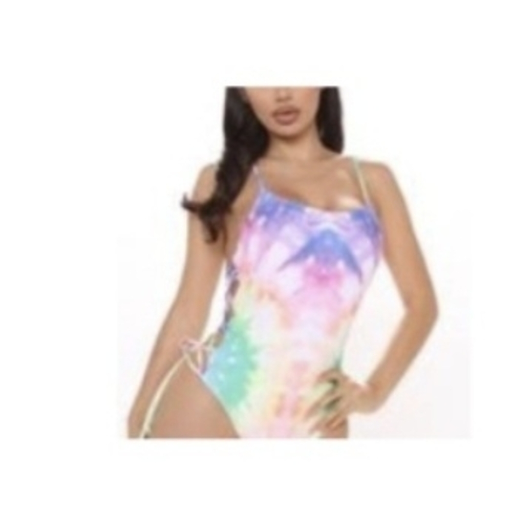 Fashion Nova Multicolor Tie-Dye One Piece Swimsuit
